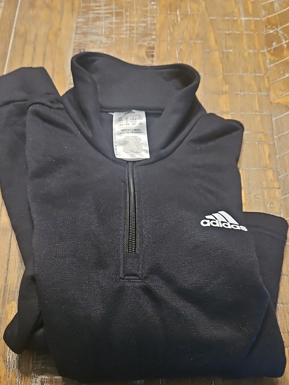 adidas Black Half-Zip Pullover with White Logo